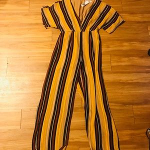 ✨ NWT 70’s Vibe Yellow Pinstripe Jumpsuit